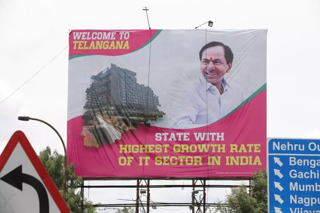 Welcome hoardings of TRS irritate BJP