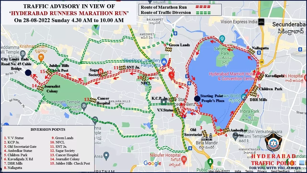 Traffic advisory for Hyderabads marathon on Sunday