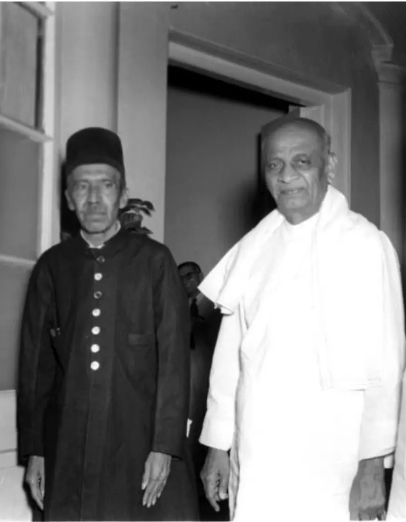 The Nizam Mir Osman Ali Khan with then Home Minister Sardar Vallabh Bhai Patel