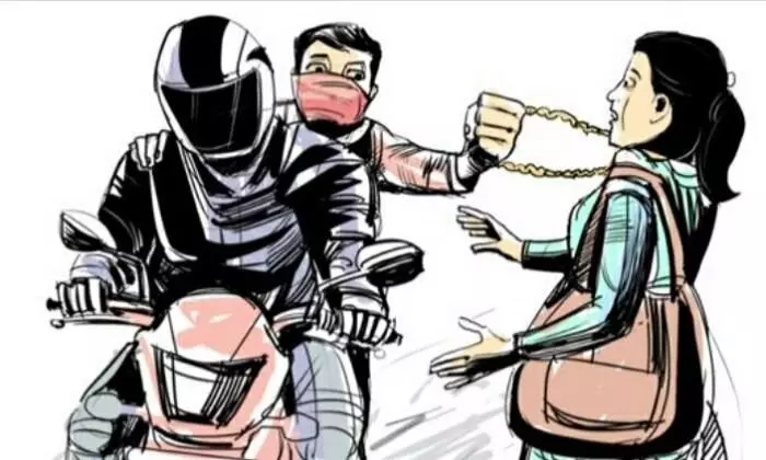 Chain-snatchers target old woman in Meerpet; 11-tula gold chains gone