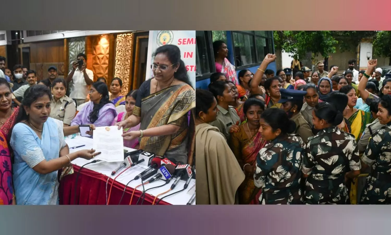 Denied entry to seminar, TDP, JSP women leaders clash with police in Vijayawada