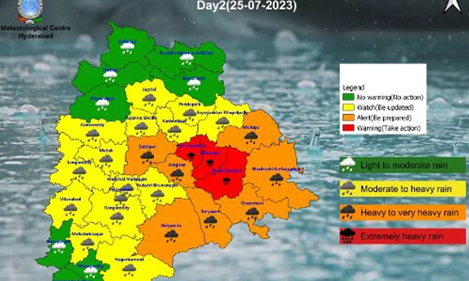 Orange alert for next three days in Telangana