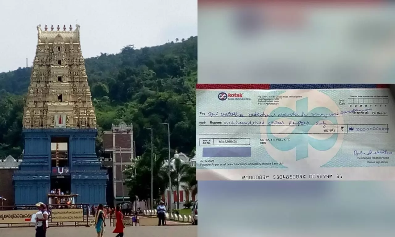 Simhachalam Temple to book devotee for Rs 100 crore ‘fake’ cheque