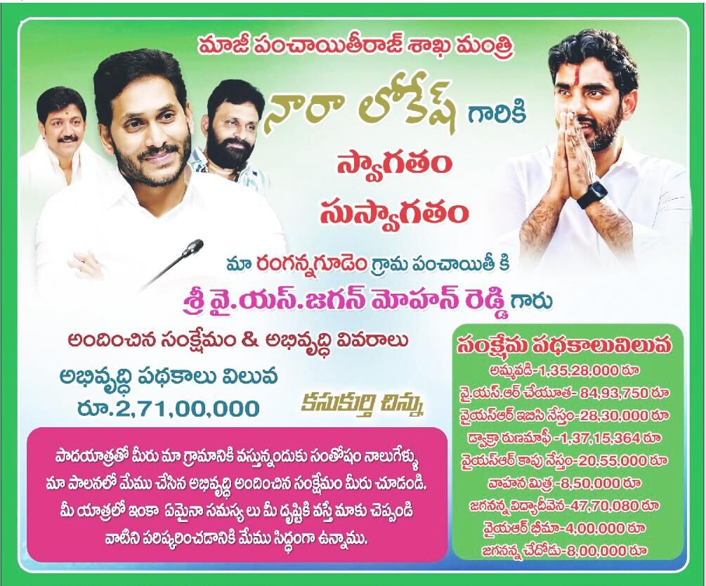 YS Jagan, Nara Lokesh flex causes flutter in Krishna district