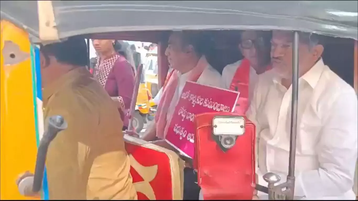 BRS MLAs arrive in autorickshaws for Assembly, demand Rs 10 lakh compensation for drivers