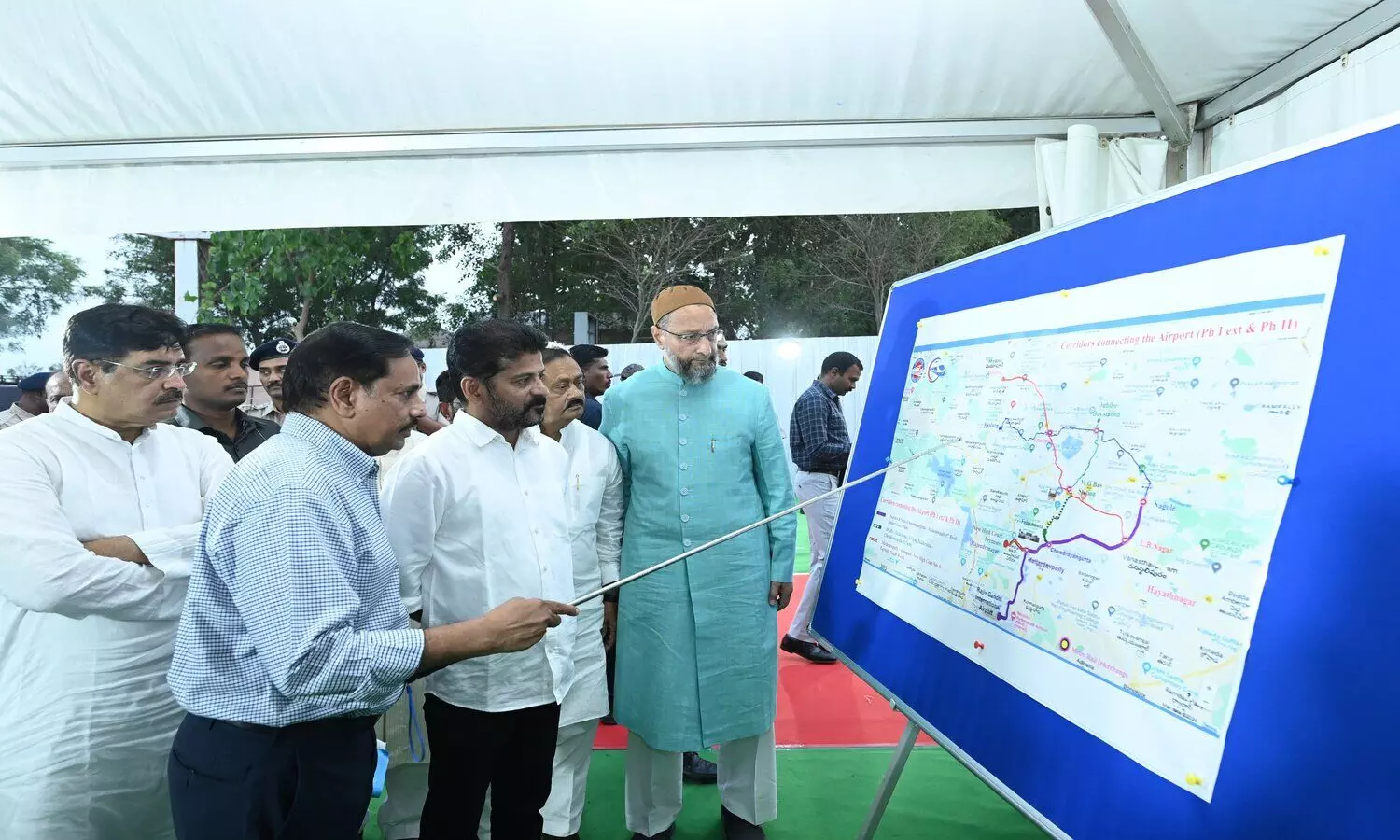 Revanth Reddy lays foundation for Metro Rail in Old City, promises to shift Chanchalguda Jail; hails Owaisi