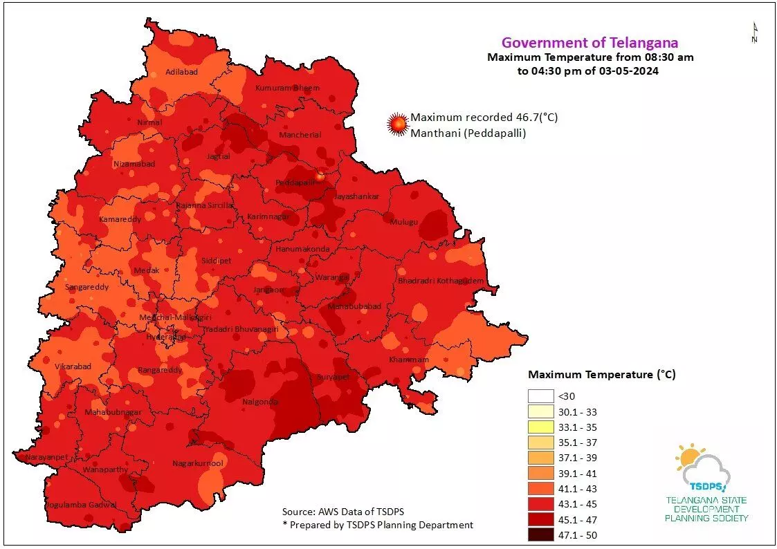 Code Red in Telangana: Temperatures cross 46 degrees turning Telangana hot oven, Manthani records highest