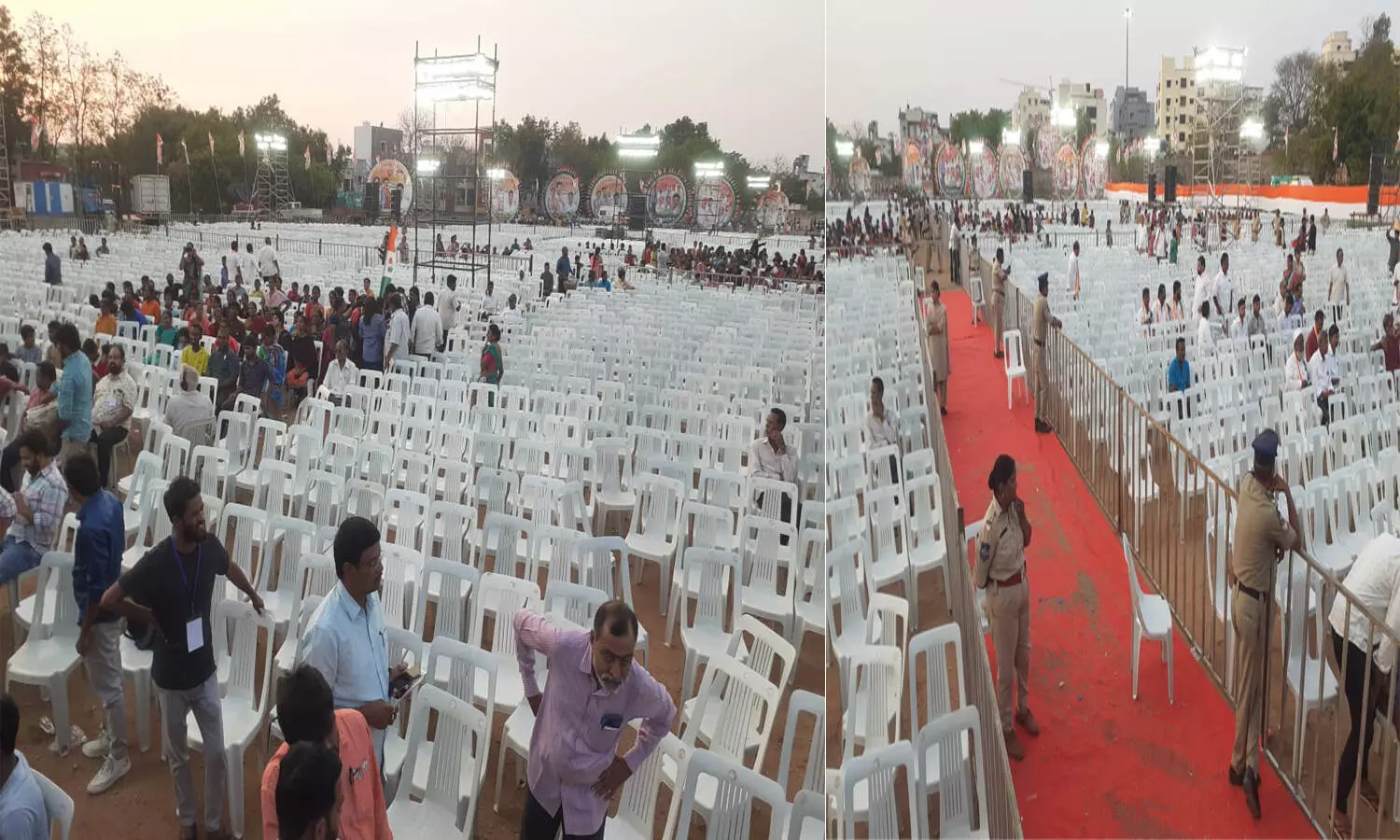 Empty chairs greet Rahul Gandhi at Saroor Nagar Stadium