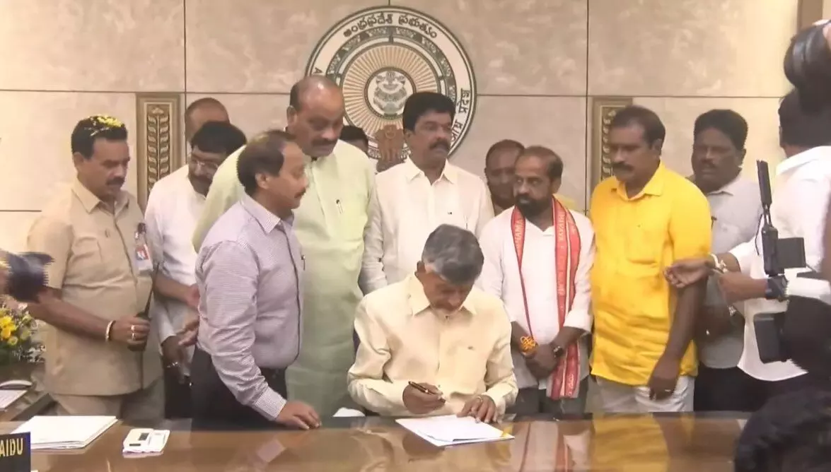 Chandrababu Naidu takes charge as CM, signs five files including mega DSC for 16,347 posts