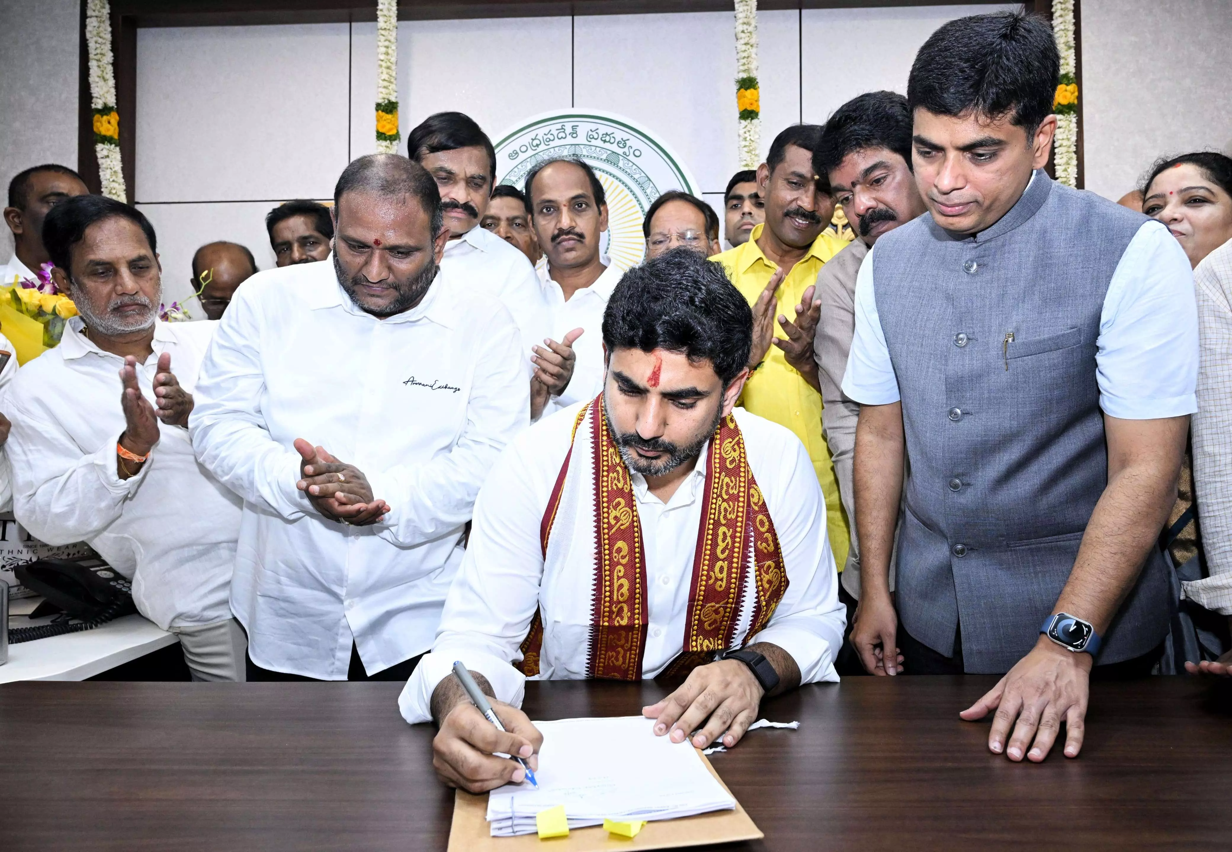 Nara Lokesh takes charge as Minister, signs mega DSC file to fill 16,347 posts