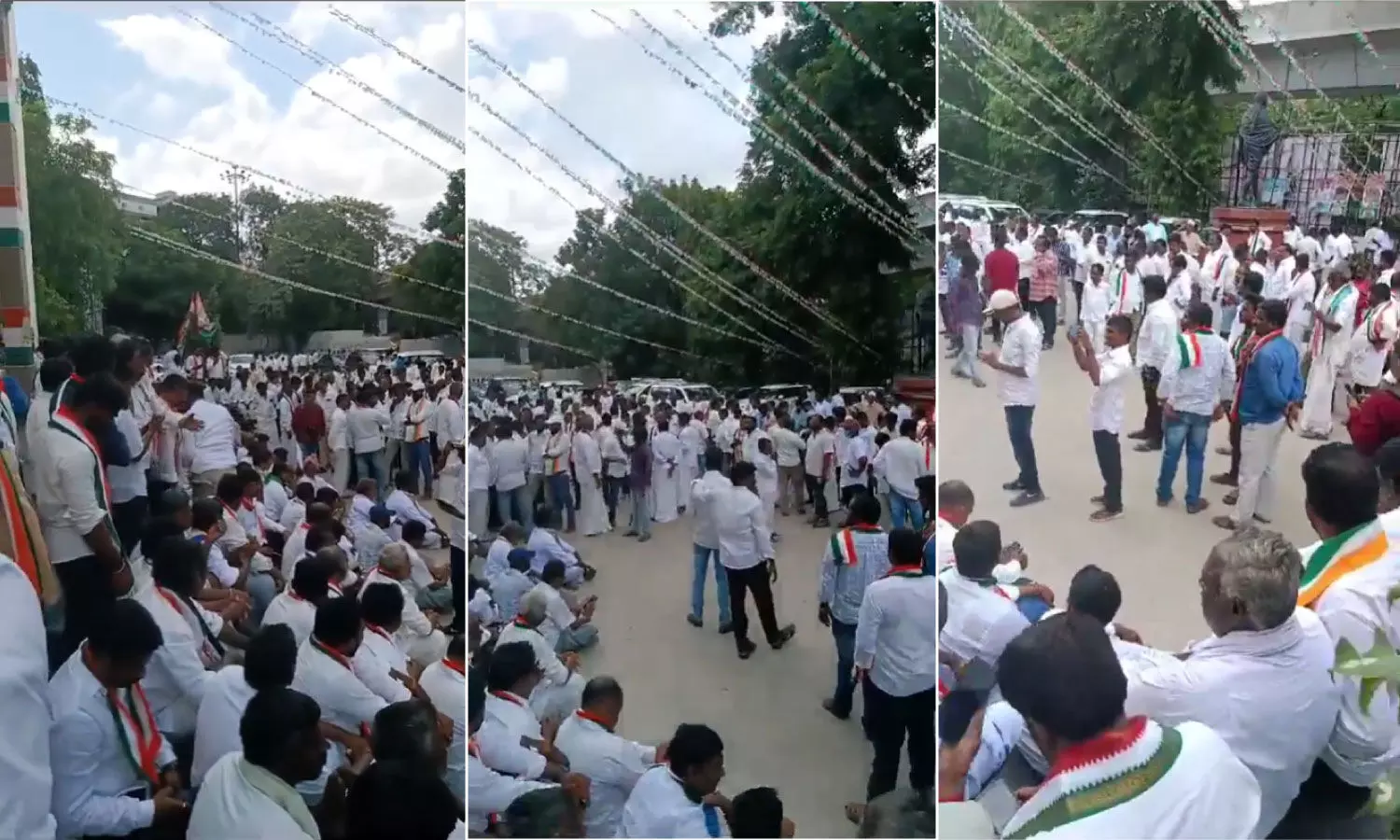 Congress workers protest at Gandhi Bhavan against Gadwal BRS MLAs defection