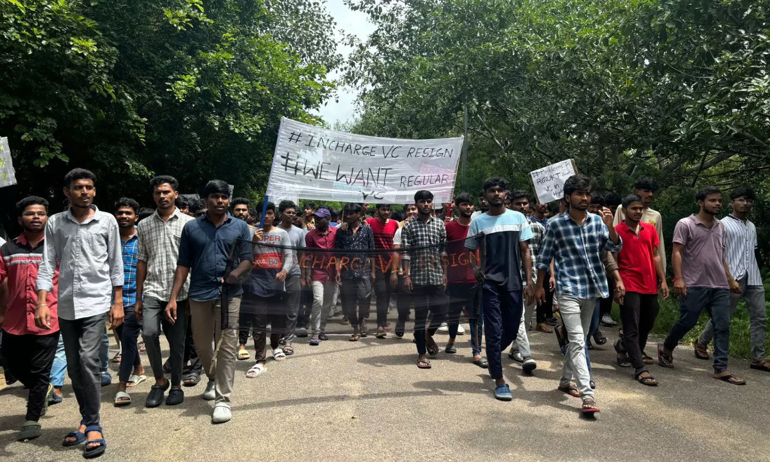 Basara IIIT students continue protests for fourth day demanding removal of incharge VC