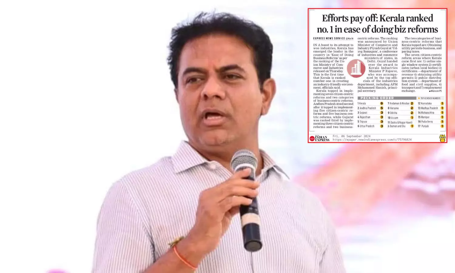 KTR slams Congress government over Telanganas exclusion from EoDB rankings