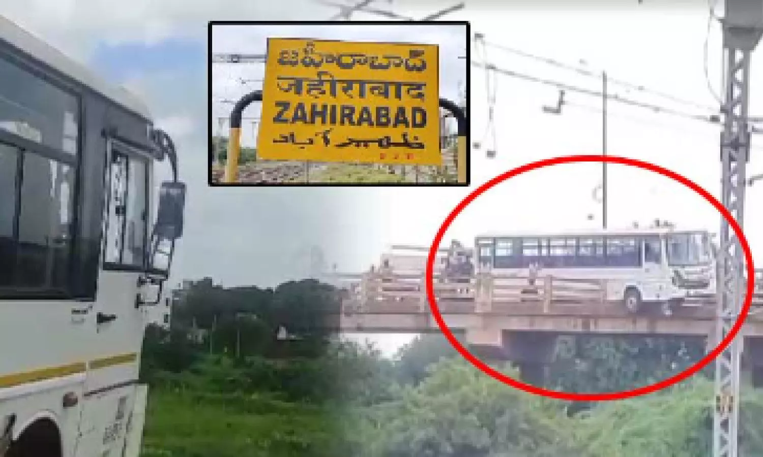 Bus narrowly avoids major accident on Zaheerabad railway overbridge