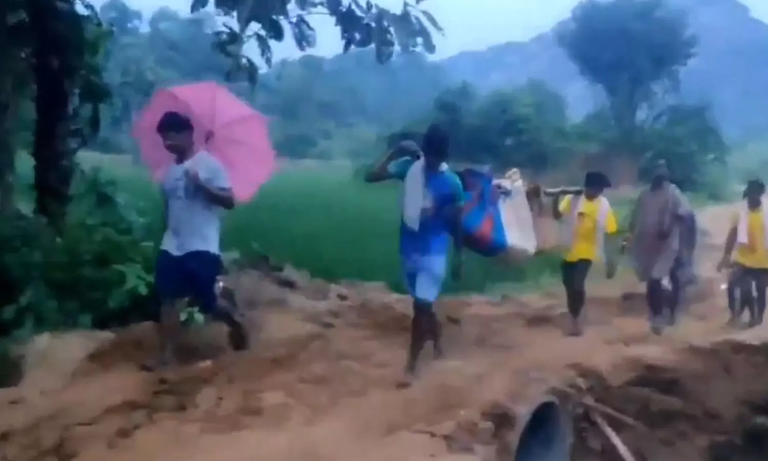 Tribal villagers carry body for 7 km due to lack of road in Vizianagaram