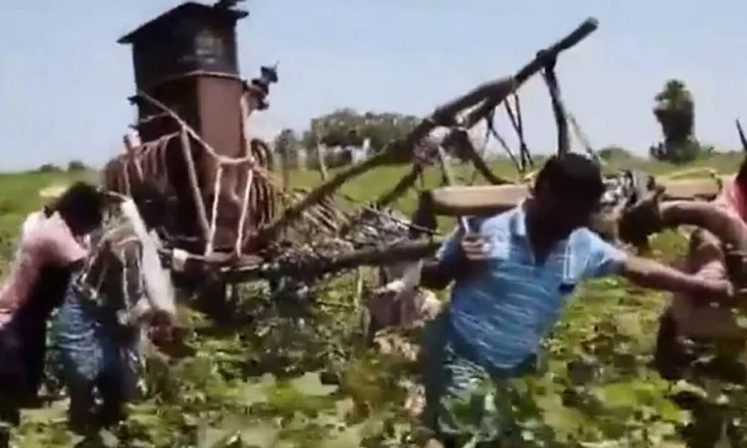 Farmers forced to pull transformer on cart after officials neglect power issues in Mahabubabad