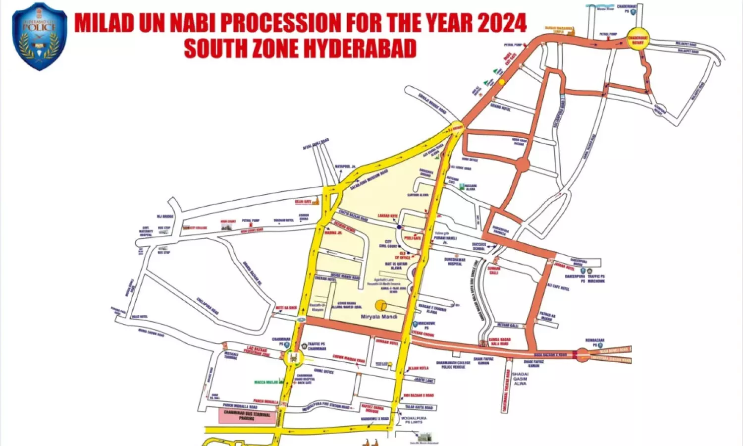 Traffic restrictions in Hyderabad for Milad-un-Nabi processions today