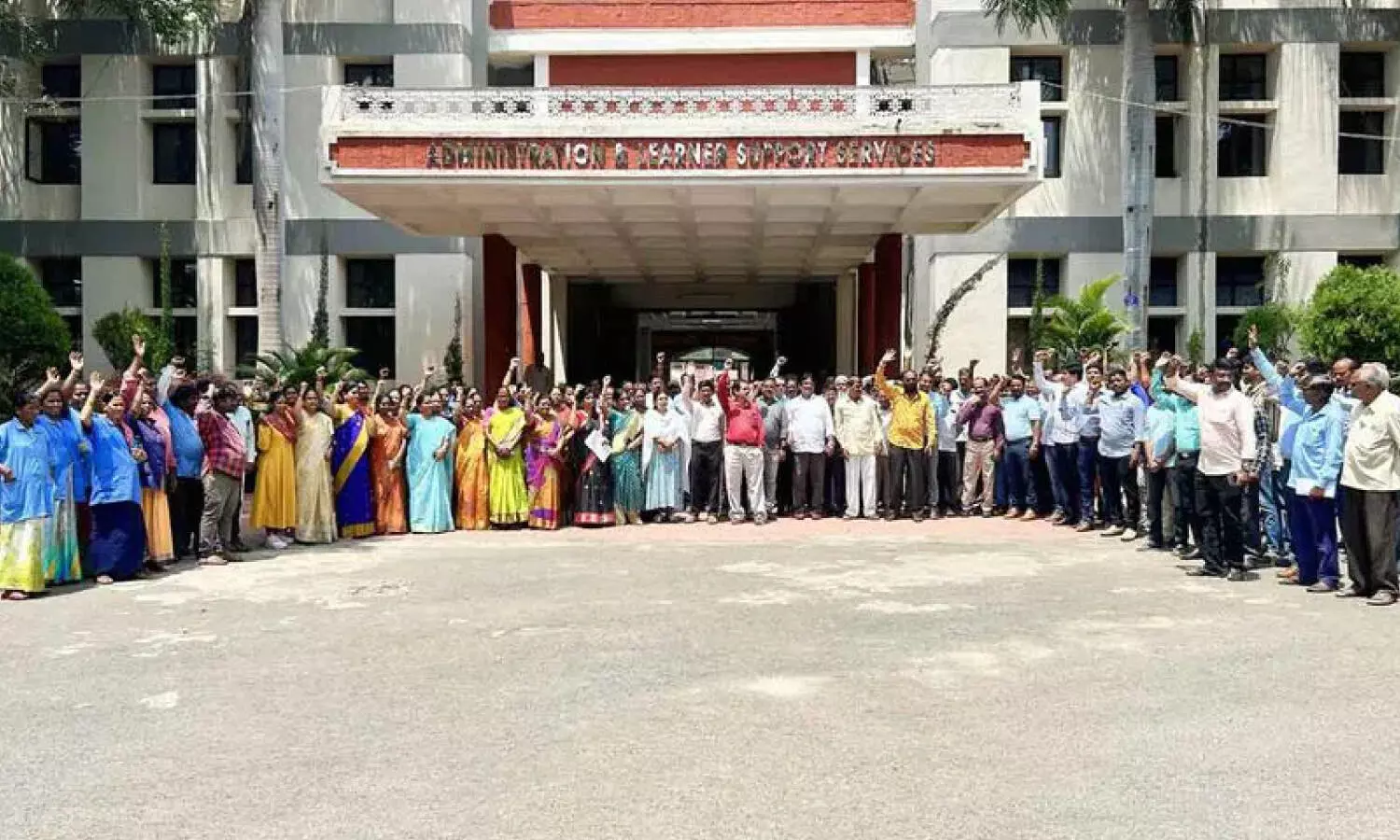 Ambedkar Open University faculty protest Telangana governments plan to allocate land to JNFAU