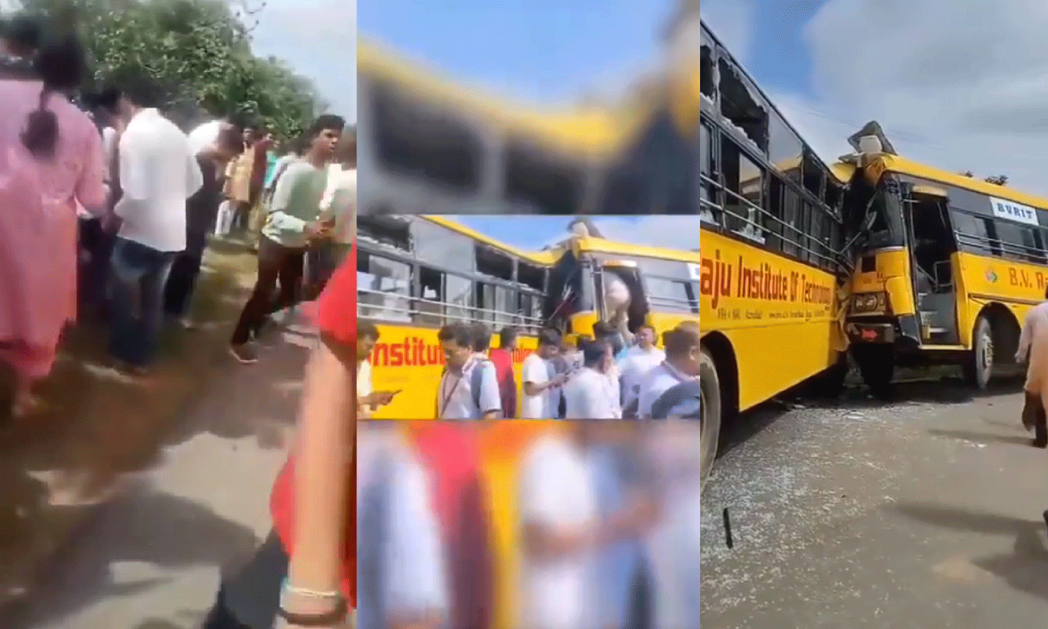 Two college buses collide near Narsapur, driver killed, 20 students injured