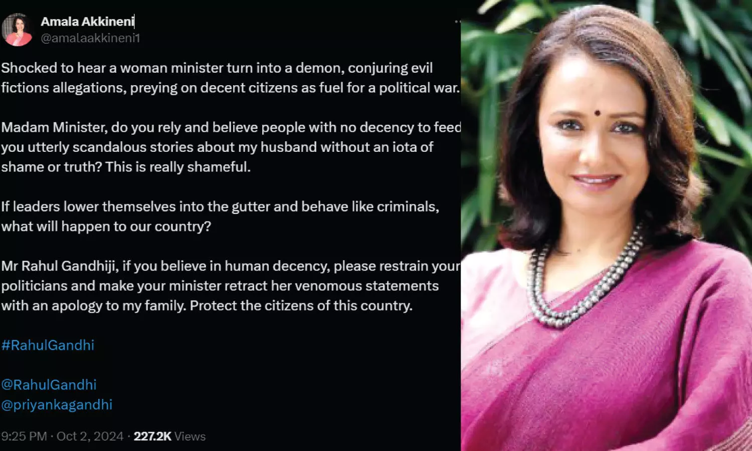 Amala Akkineni criticises Konda Surekhas remarks, calls for apology