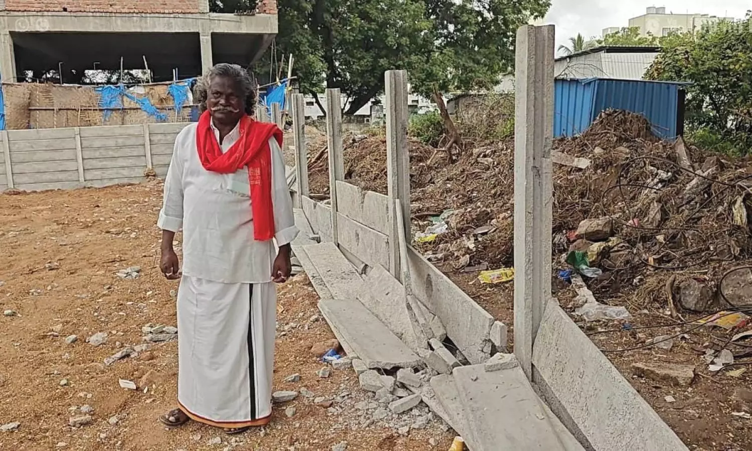 Unidentified individuals demolish Kinnera Mogulaiahs compound wall in Hyderabad