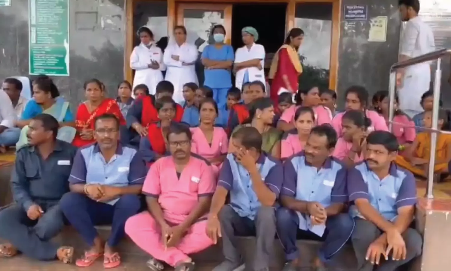 Jangaon MCH Hospital outsourcing workers protest over unpaid salaries for six months