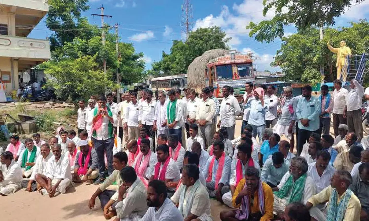 BRS stages protests against Congress government over Rythu Bharosa comments