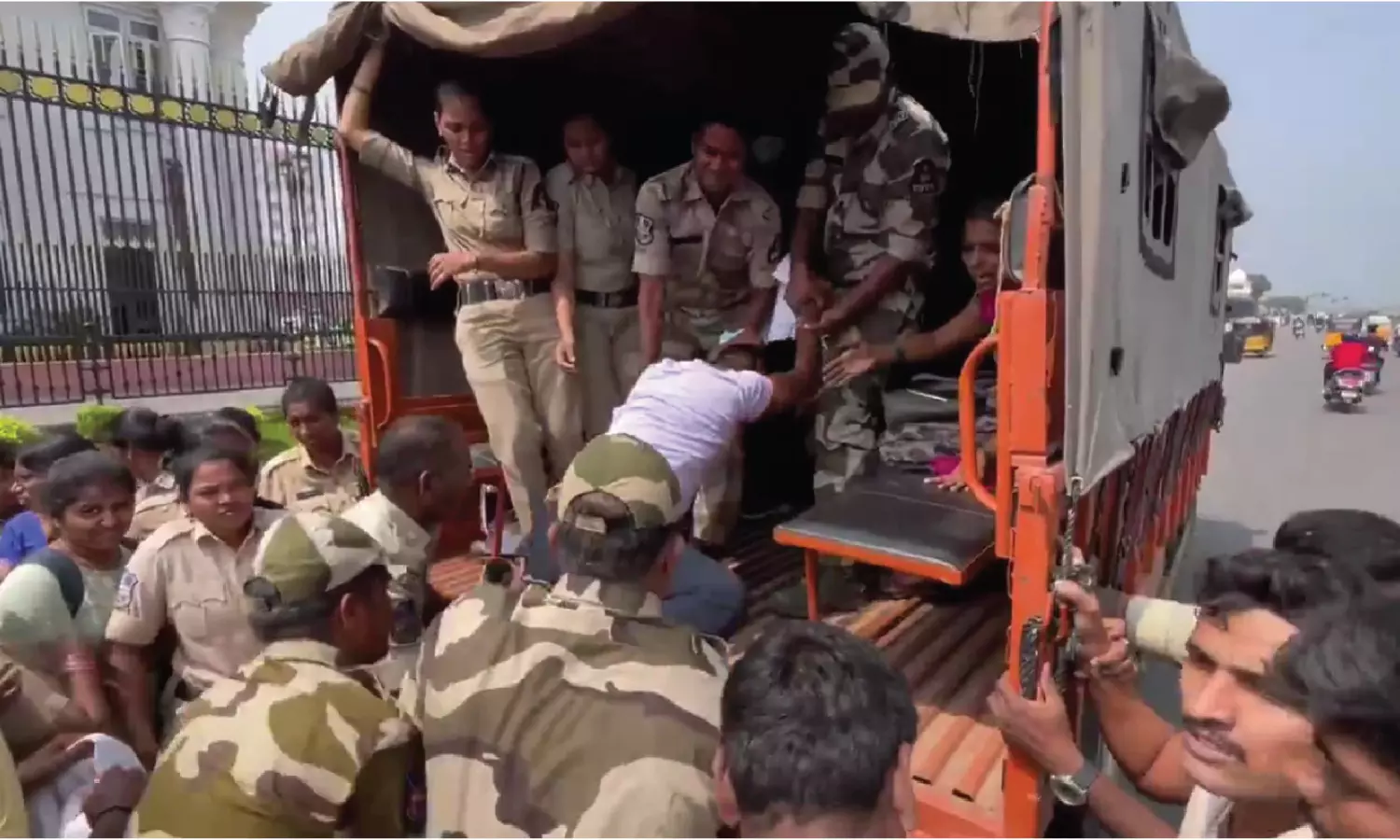 Police detain battalion constables families amid protest at Telangana Secretariat